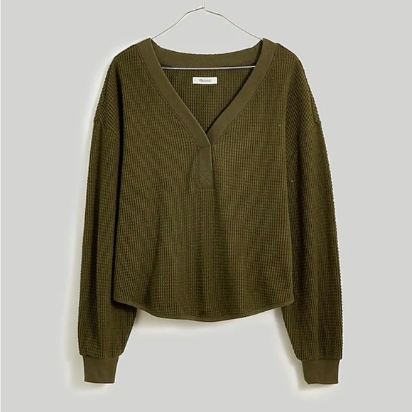 Madewell Brushed Waffle V-Neck Tee - Picture 1 of 3